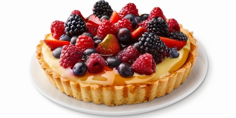 Canvas Print - A delicious looking dessert with a variety of berries and fruits