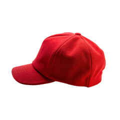 Wall Mural - Blank red baseball cap. isolated on transparent background.