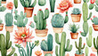 desert cacti in watercolor style, isolated on a transparent background for design layouts colourful background
