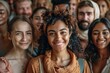Large group of happy multiethnic people smiling to camera, Generative AI