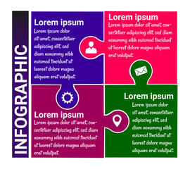 Vector illustration Infographic design template with icons and 4 options or steps. Can be used for process, presentations, layout, banner, info graph.