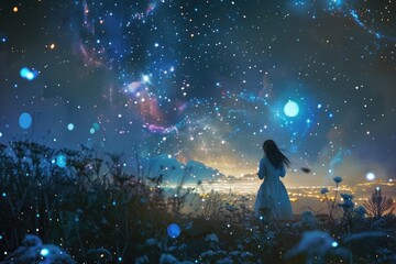 Wall Mural - starry heaven in night background .