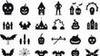 These are halloween related icons in solid style Flat