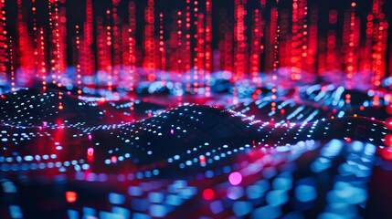 Abstract futuristic technology design with vibrant digital patterns, highlighting the dynamic and interconnected nature of cyber systems and networks