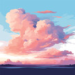 beautiful sky sunset clouds flat vector illustration