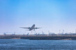 (東京都-都市風景)羽田空港と離陸するエアバス３
