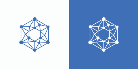Polygonal geometric hexagon shape technology connection vector logo design with modern, simple, clean and abstract style.