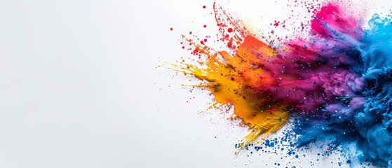 Wall Mural -  A multicolored object with splotches of blue, red, and yellow on a white background