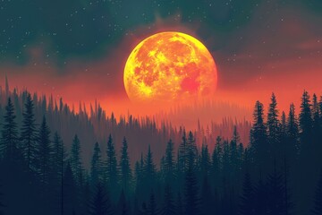 Wall Mural - sunrise over a forest ridge in the rocky mountains. will make a wonderful night time moon rise backg