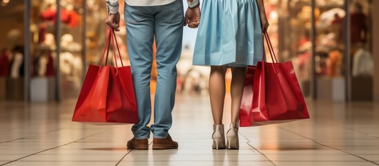 bottom portrait of couple with shopping bags