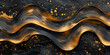 © Malaika - Abstract gold black acrylic painted fluted 3d painting texture luxury background. generative ai