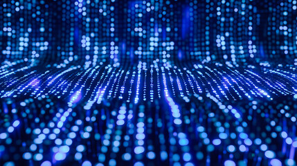 Digital Matrix and Futuristic Technology Design, Abstract Blue Background with Binary and Cyber Patterns
