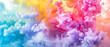 Fondo abstracto con humo de diferentes colores formando figuras geométricas en colores azules, verdes, rosas, amarillos y violetas 