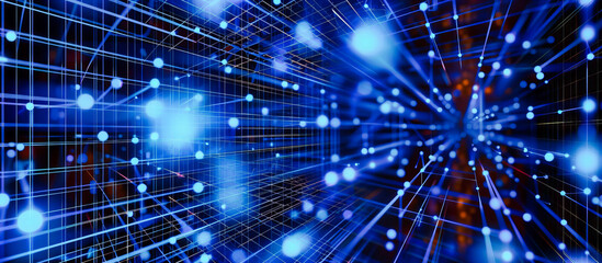 Digital networking and futuristic connectivity abstract, showcasing the intricate web of modern communication, data transfer, and cyber infrastructure