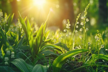 Wall Mural - Spring flower lily of the valley. Lily of the valley. Ecological background