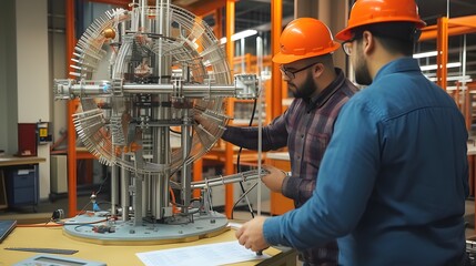 Two engineers create new engines. The concept of planning, engineering