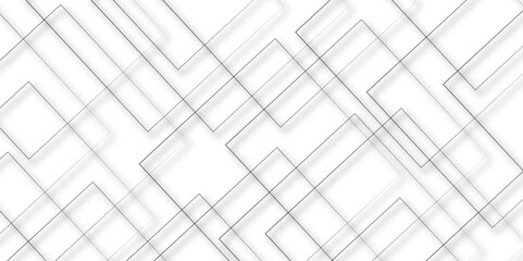 Abstract white background square pattern on banner with shadow. White  and black color technology concept geometric line vector background.	
