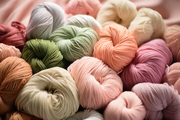 pastel colored woolen yarn balls for handmade projects