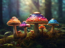 Toadstools In The Forest