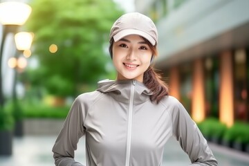 Canvas Print - Woman in Gray Jacket and Hat Posing