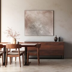 Wall Mural - interior design of modern dining room or living room, marble table and chairs.
