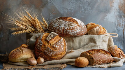 Close up of fresh, tasty and healthy bread