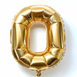 Balloon gold number zero 0 isolated on a white background. High-resolution