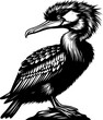 Stylized Black Cormorant Vector Illustration
