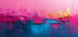 Abstract painting in pink colors on a blue background.