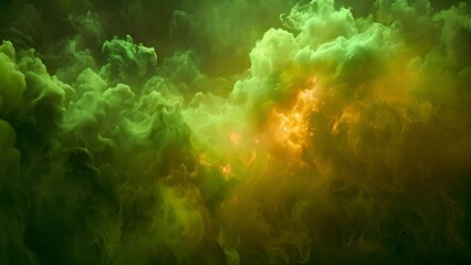 Wall Mural - Realistic green gas clouds on transparent background. 4k video of toxic fog, evil magic mist, poisonous evaporation, color powder, stinky odor waves, mysterious Halloween glow, dirty fume Magic spell 