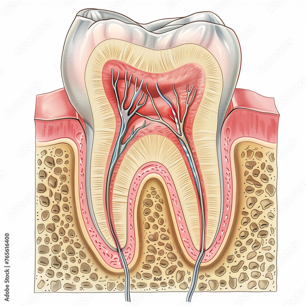 Teeth Internal Structure Cross-Section Tooth Diagram, Dental Anatomy and Health, Educational ...