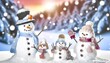 © FantasyLand86 - A heartwarming scene of a snowman family in a snowy landscape.