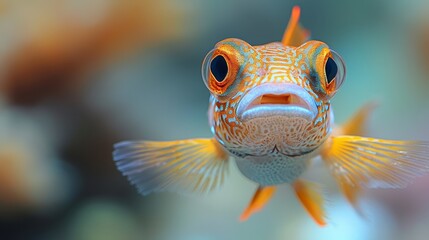   a fish's face with a solid background