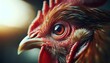 A close-up, minimalist shot capturing the focused eyes of a rooster.