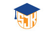 SJK initial letter academic logo design vector template. school college logo, university logo, graduation cap logo, institute logo, educational logo, library logo, teaching logo, book shop, varsity