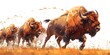 A dynamic depicting a herd of bison acting as a football coach rallying and leading their team with determination