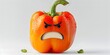Angry Bell Pepper with Fiery Scowl Spicing Up a White Backdrop