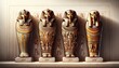 An illustration showcasing a comparison of different types of Egyptian sarcophagi from various dynasties.