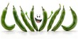 © Thares2020 - Green beans with a playful,jumping joy on a white background showcase the fresh,organic produce in a creative,whimsical