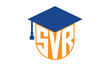 SVR initial letter academic logo design vector template. school college logo, university logo, graduation cap logo, institute logo, educational logo, library logo, teaching logo, book shop, varsity