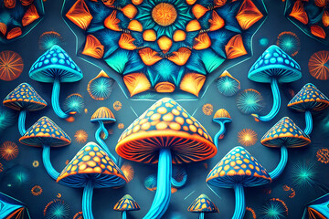 psychedelic geometry, psychedelic mushrooms. background.