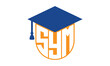 SYM initial letter academic logo design vector template. school college logo, university logo, graduation cap logo, institute logo, educational logo, library logo, teaching logo, book shop, varsity
