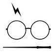 Young Modern Wizard Glasses and Wand Icon Vector Illustration 