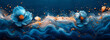 Meeresflüstern in Blautönen: Grafische Elemente in abstrakter Kunst als Hintergrundbild