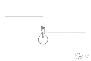 continuous line vector illustration design of lighting lamp