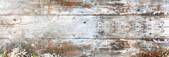 Wall Mural - White distressed wood background, rustic texture, white wooden aged grain, banner	
