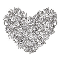 Poster - Flower heart monochrome detailed sticker