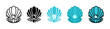 © kru - Pearl in the open shell vector illustration set. Open seashell scallop jewelry icon for UI designs.