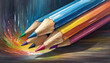 color pencils on art background