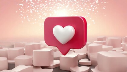 social media like notification icon with heart symbol. Social media success concept